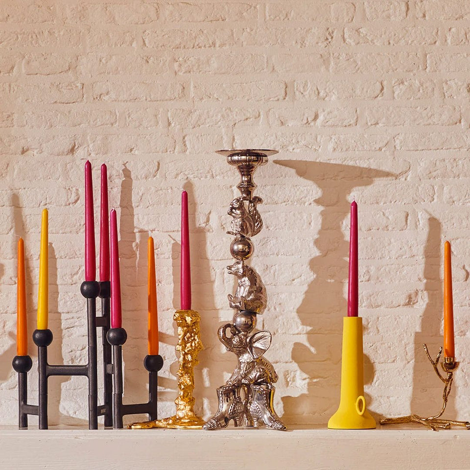 Spartan Candle Holder S, Yellow, H22 cm