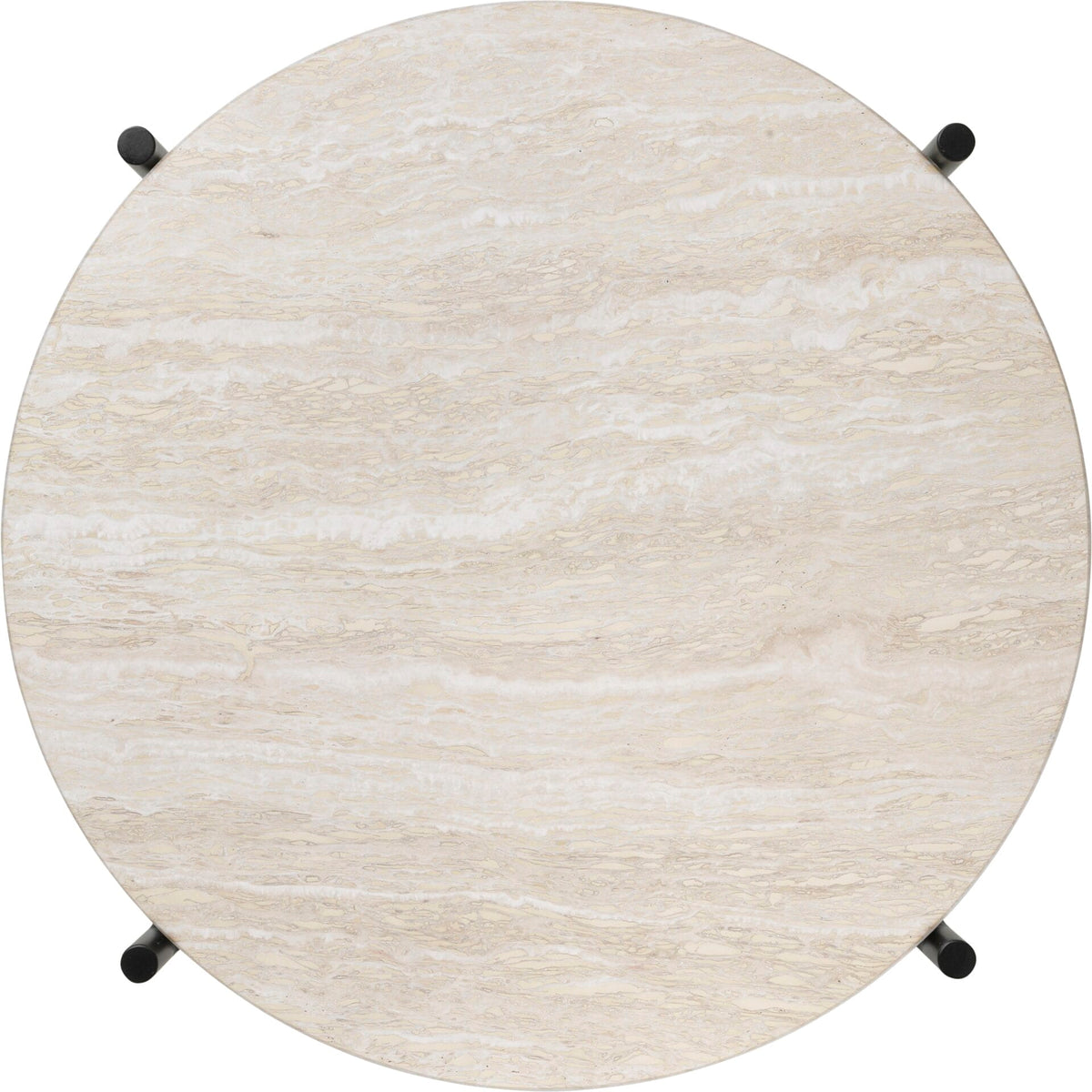 TS Outdoor Side Table, Top Neutral White Travertine, Ø40cm