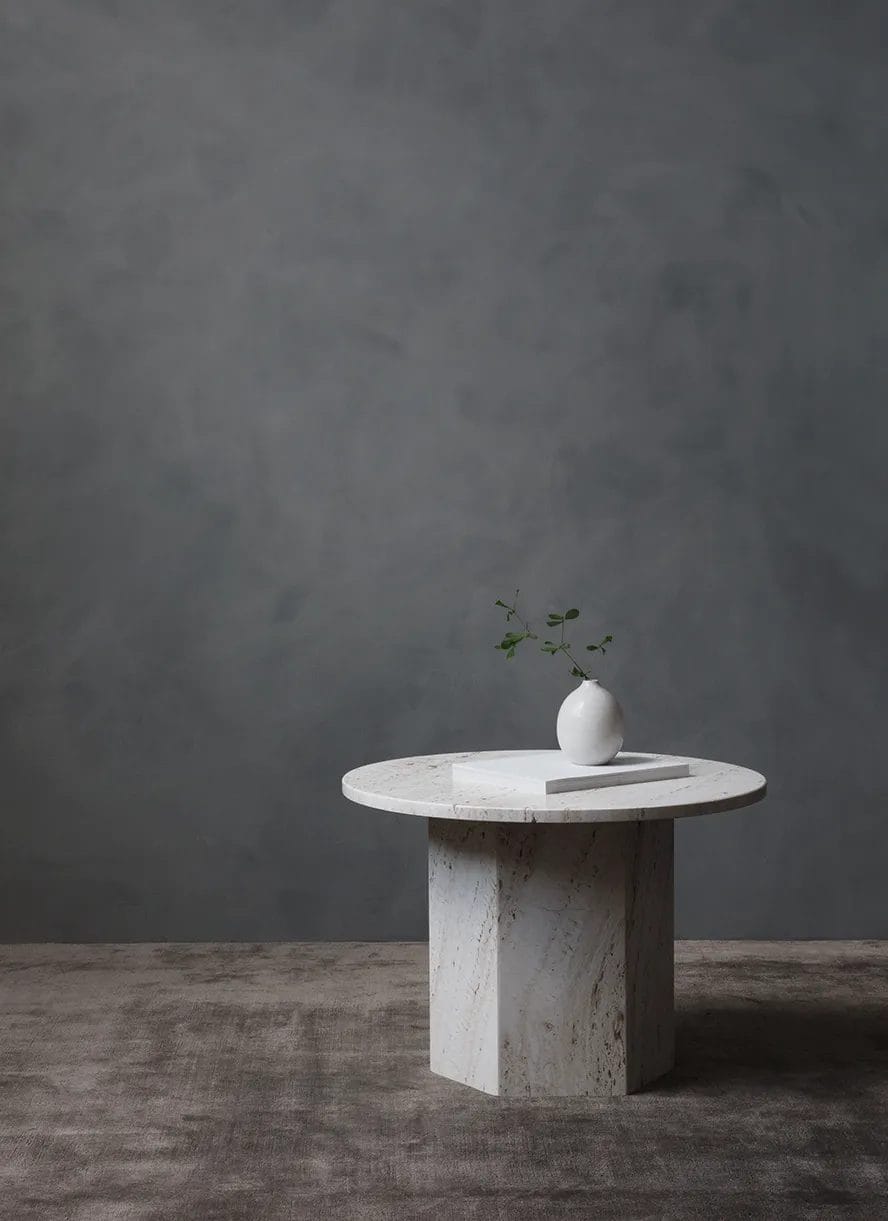 Epic Coffee Table - Neutral White Travertine, Round 60cm