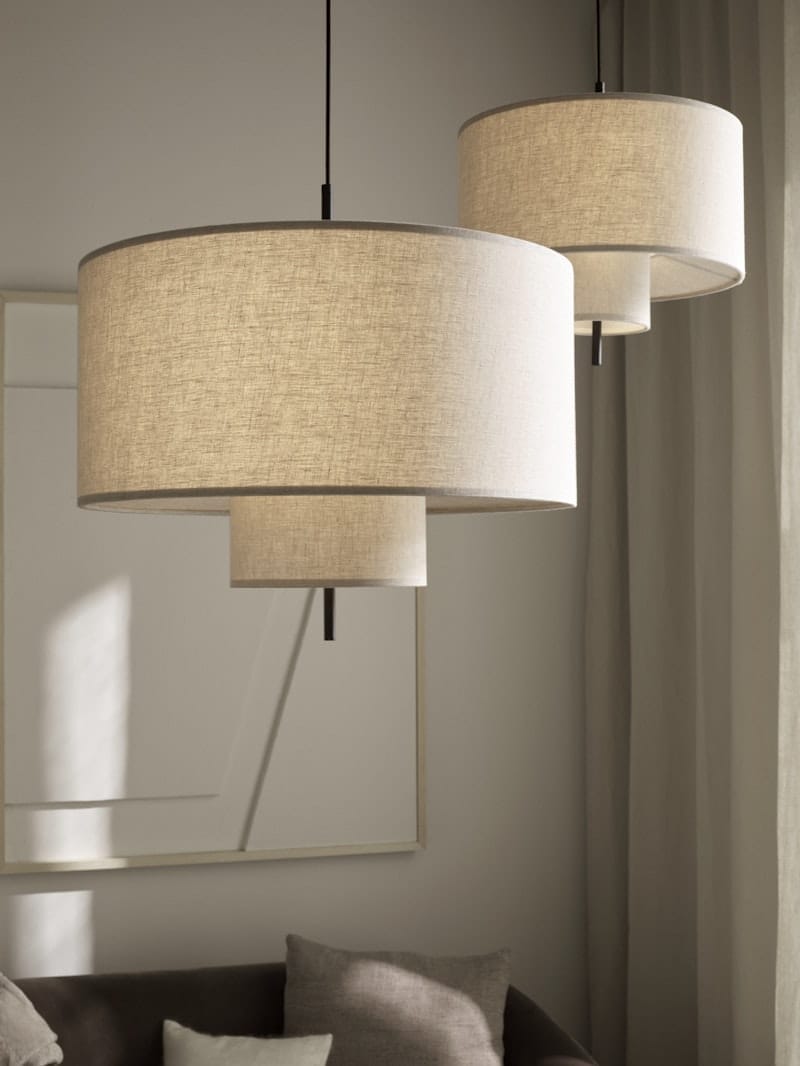 Margin Pendant Lamp Beige w. Black Fitting Ø70 cm
