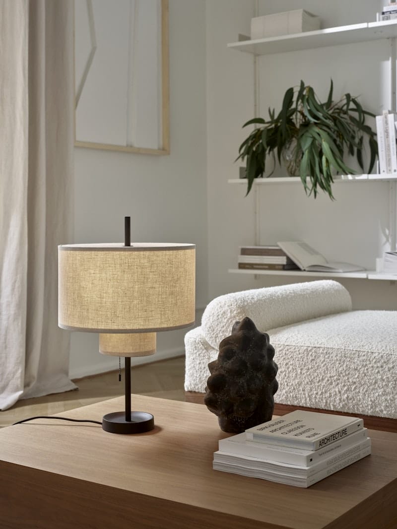 Margin Table Lamp, Shade: Beige, Base Black