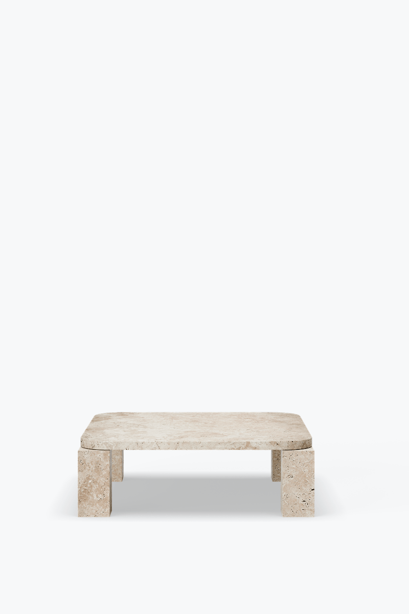 Atlas Coffee Table, Unfilled Travertine