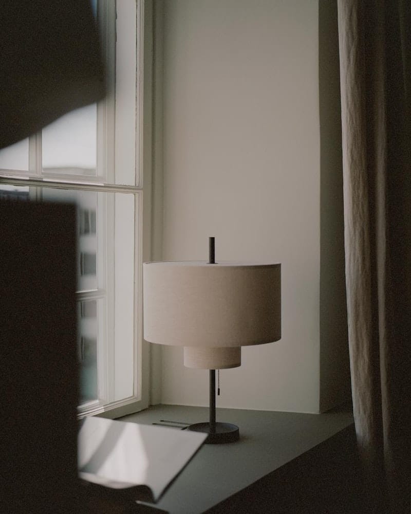 Margin Table Lamp, Shade: Beige, Base Black