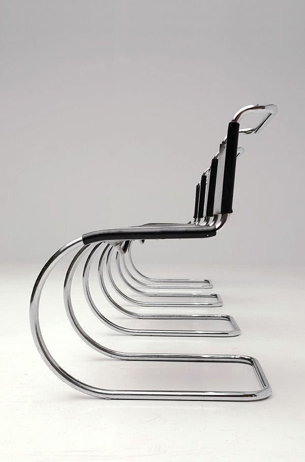 MR Bauhaus Side Chair, Black Cowhide Slings