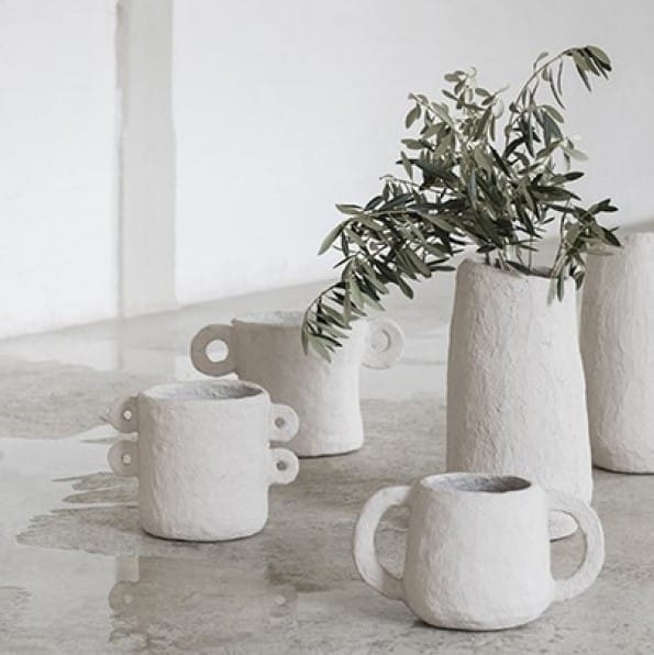Vase Earth, Beige, Paper Mache