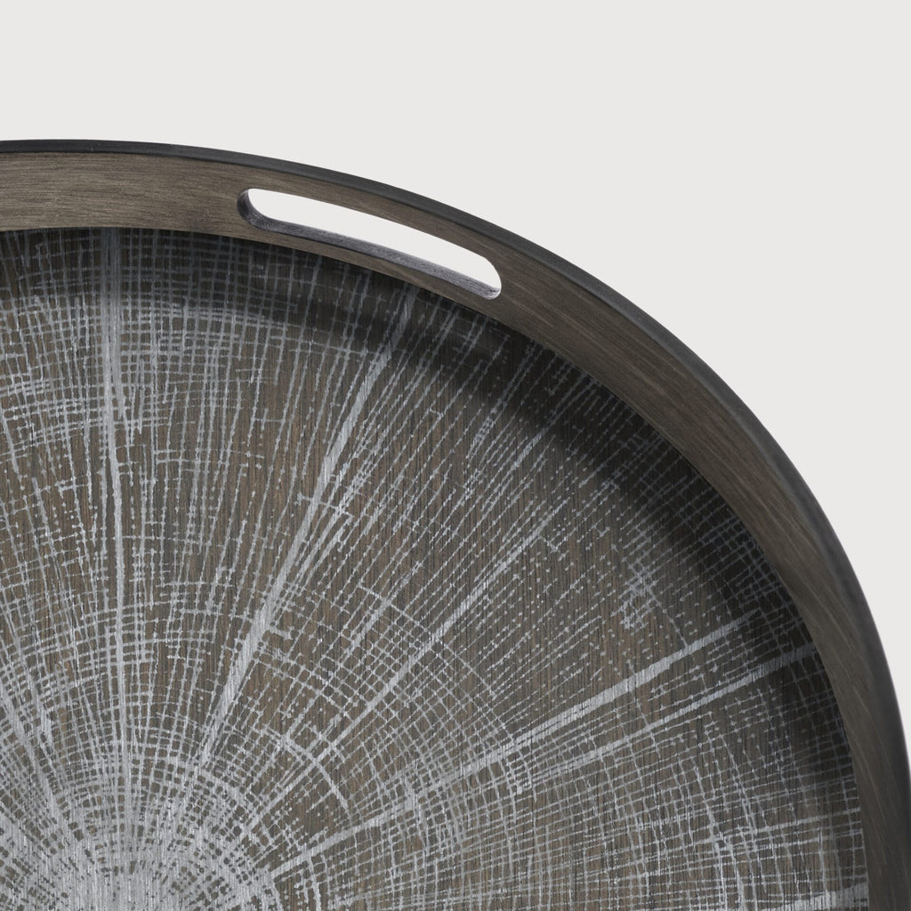 Slice tray - varnished wood - White - round - S 48 x 48 x 4cm