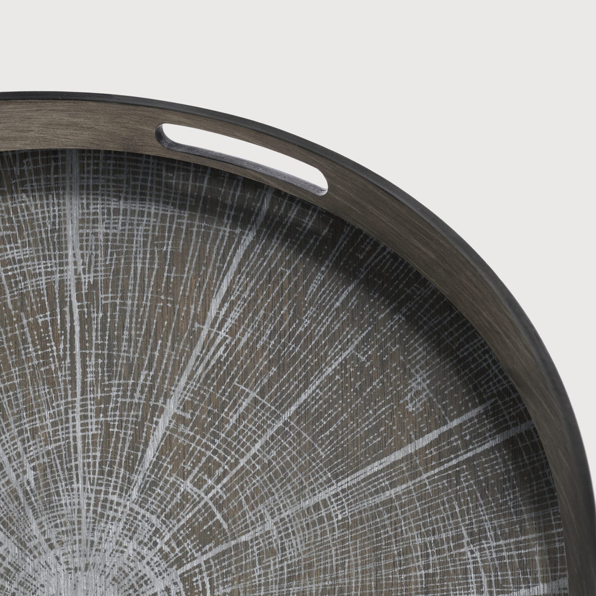 Slice tray - varnished wood - White - round - S 48 x 48 x 4cm