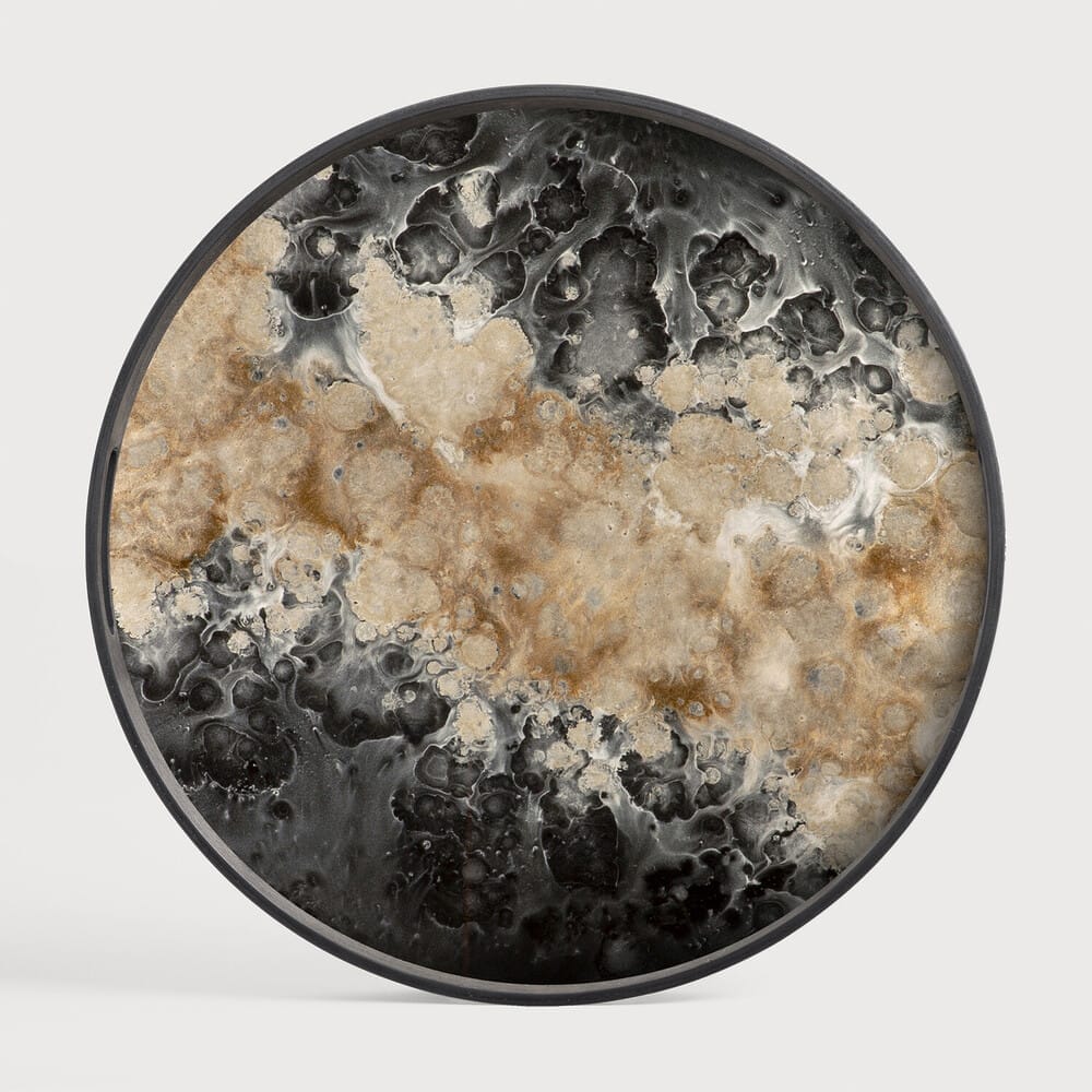 Organic tray - glass - Black - round - S 48 x 48 x 4cm