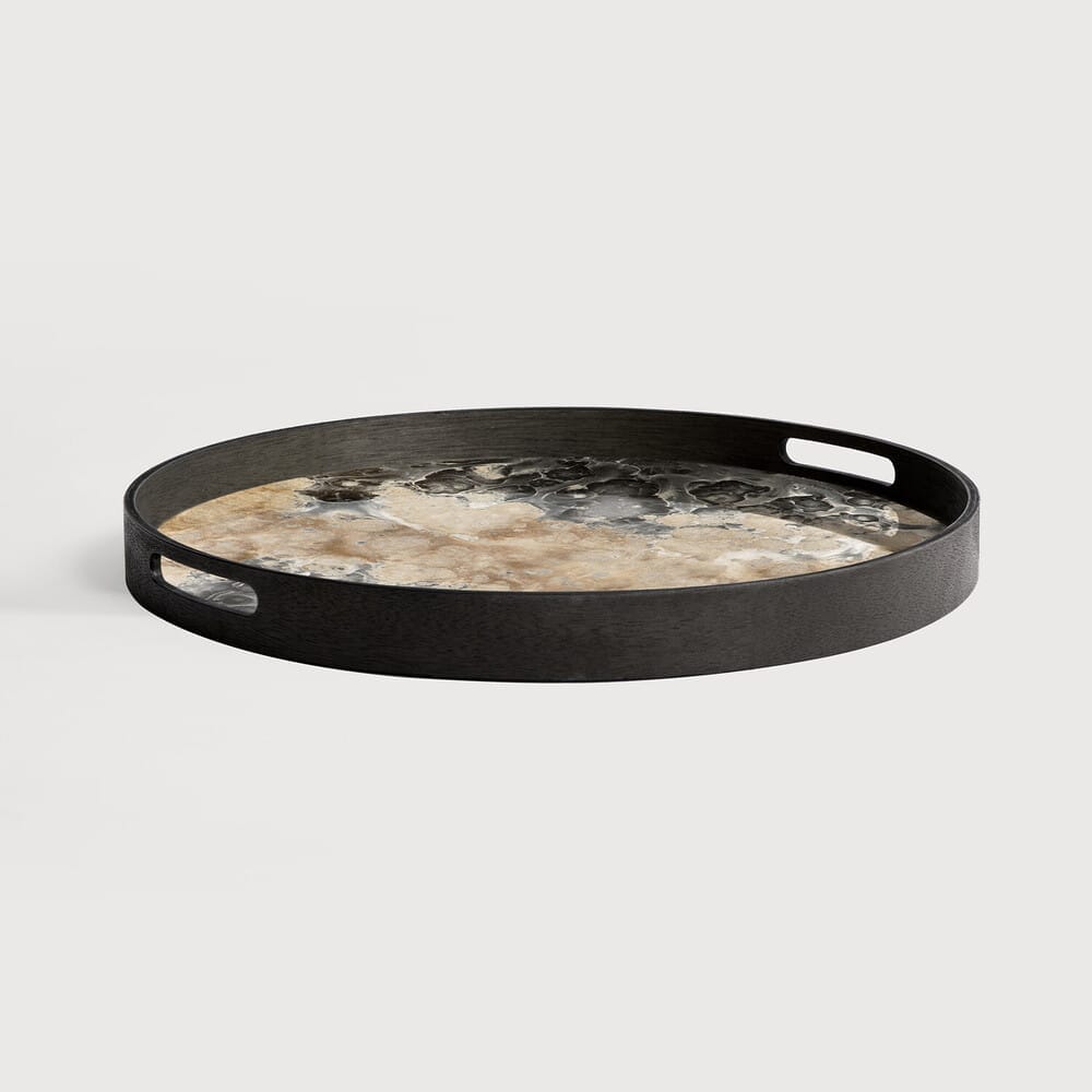 Organic tray - glass - Black - round - S 48 x 48 x 4cm
