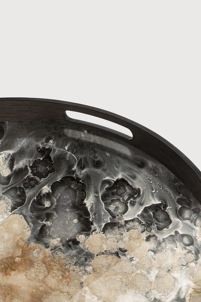 Organic tray - glass - Black - round - S 48 x 48 x 4cm
