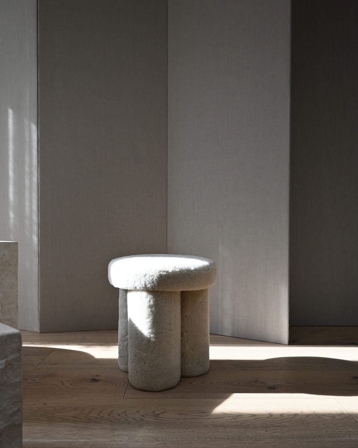 Big Foot Stool - Sandshell (Sheepskin) Merino Sheepskin from New Zealand