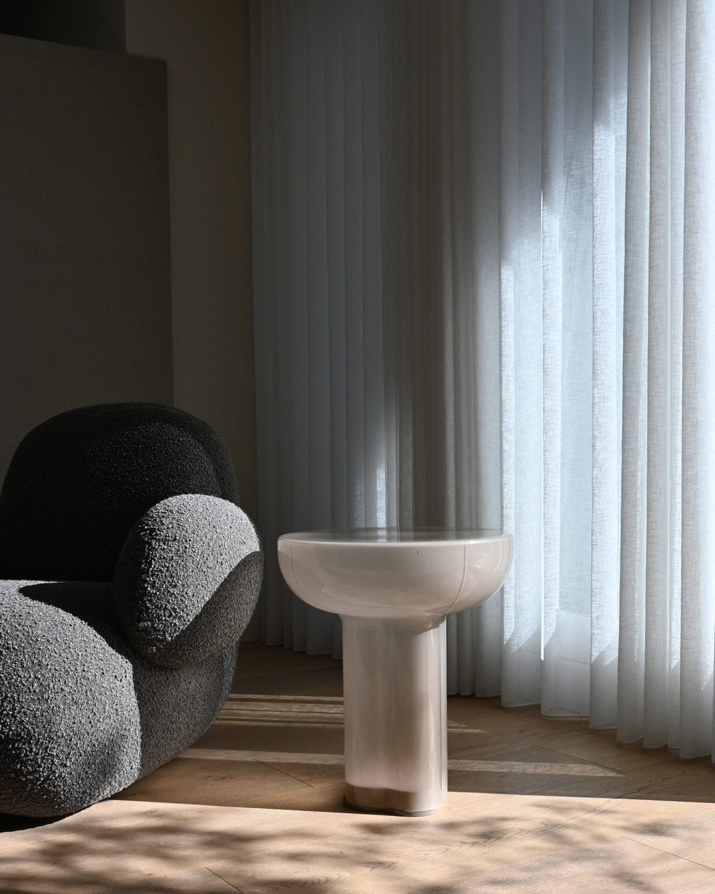 Crown Table, Tall - Smoked Desert Mouth-Blown Glass