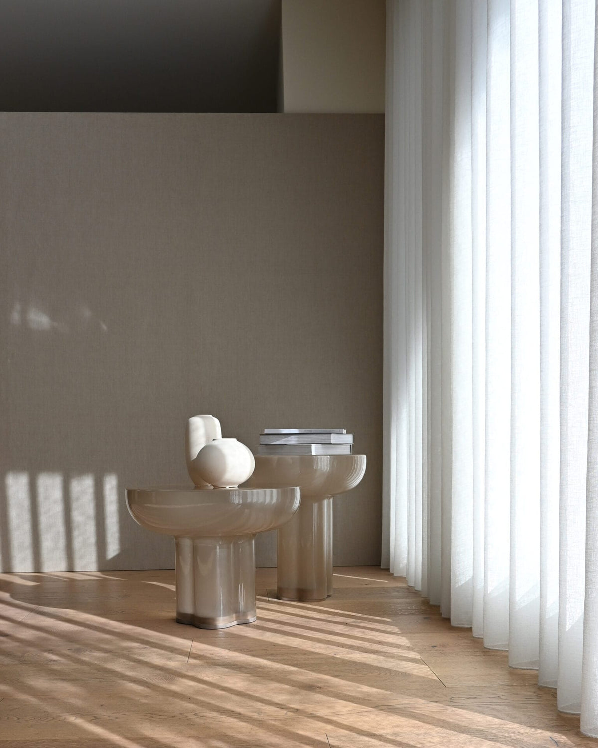 Crown Table, Low - Smoked Desert Mouth-Blown Glass
