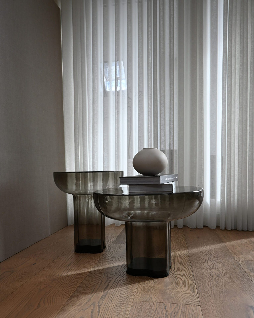 Crown Table, Low - Smoked Forest Mouth-Blown Glass