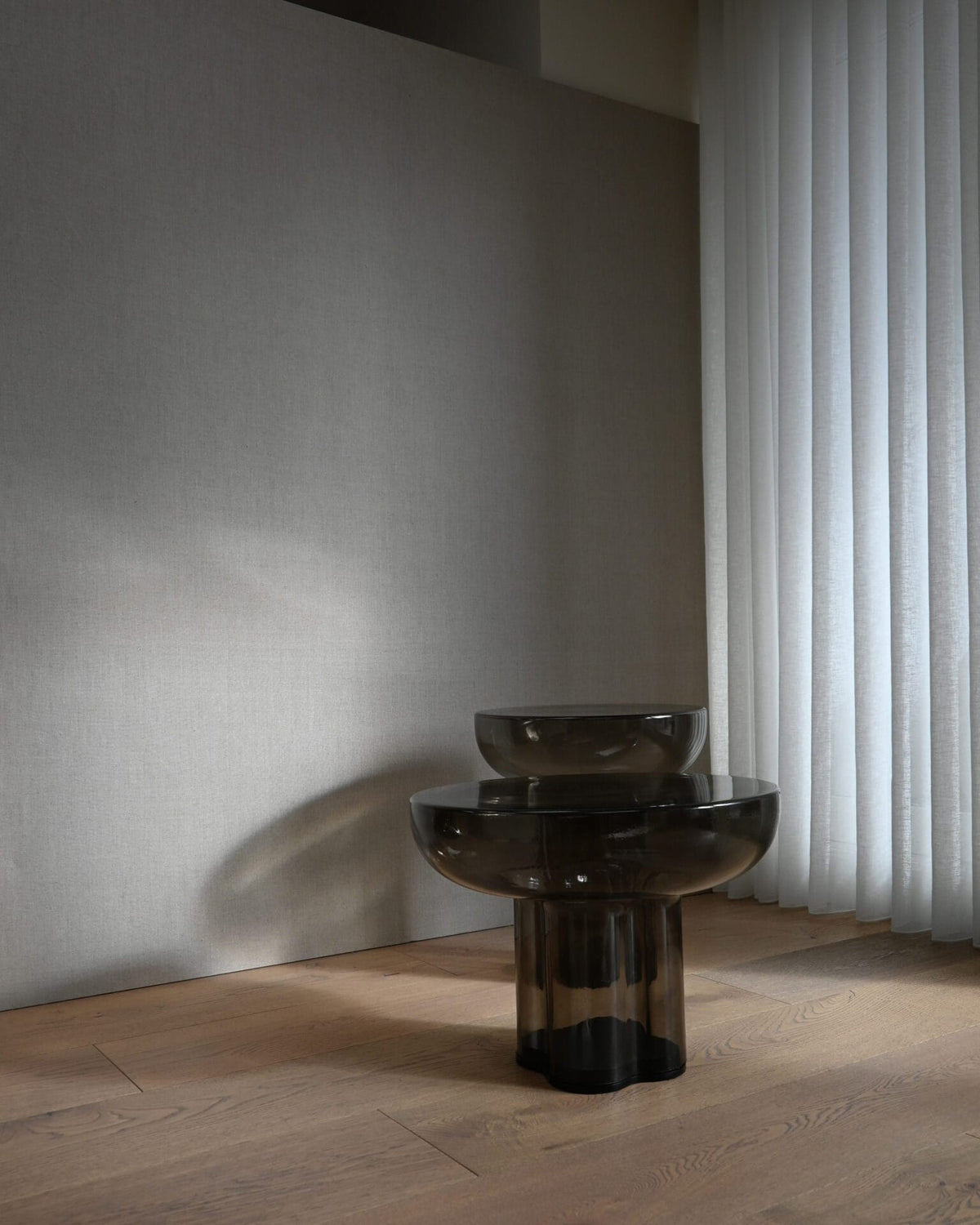 Crown Table, Low - Smoked Forest Mouth-Blown Glass