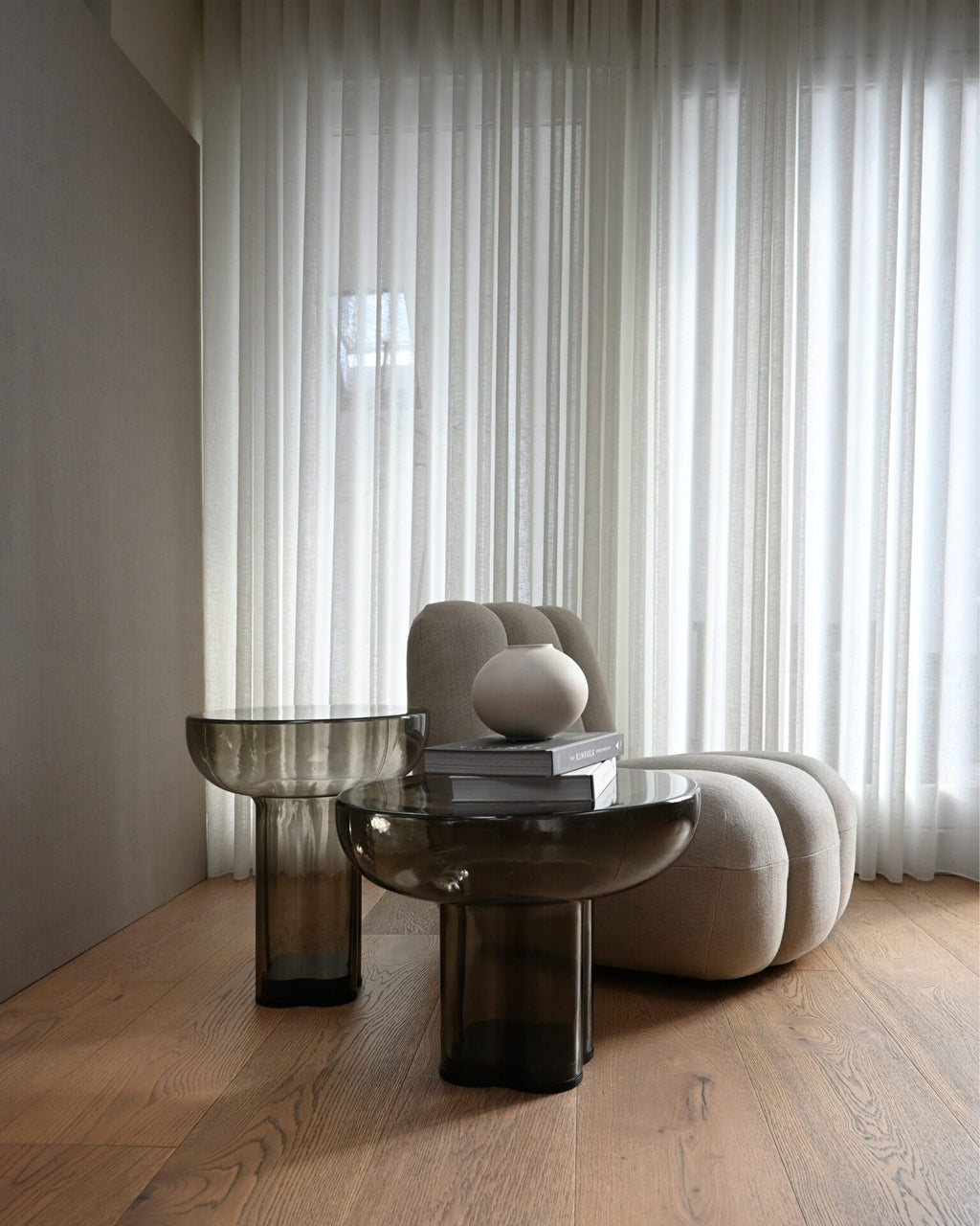 Crown Table, Low - Smoked Forest Mouth-Blown Glass