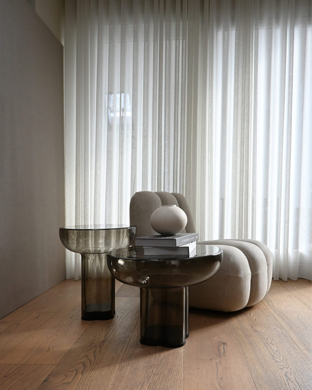 Crown Table, Low - Smoked Forest Mouth-Blown Glass