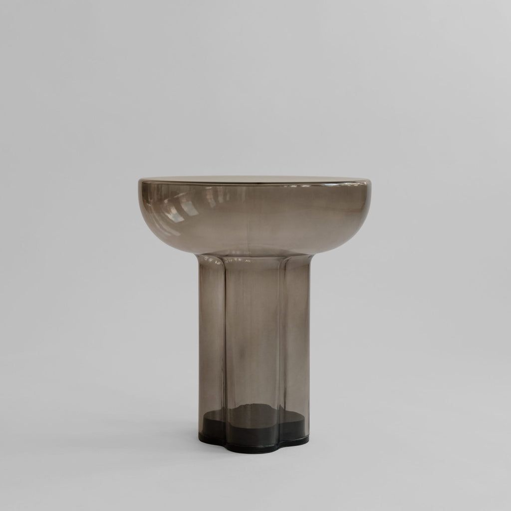 Crown Table, Tall - Smoked Forest Mouth-Blown Glass