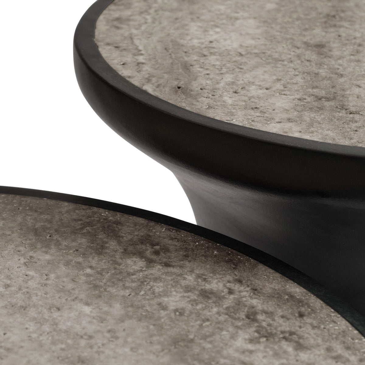 Trumpet Table, Low - Silver Travertine L45 x L45 x H35 CM