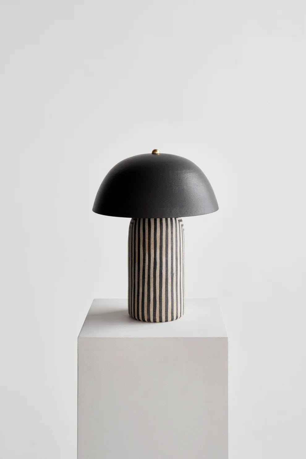 Tera Lamp Stripe + Black Glass, Medium H35.56 x D27.94cm
