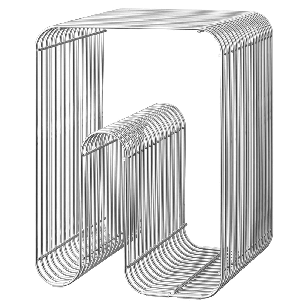 CURVA Stool, Silver, Amber Bouclé Cushion L32,4 x W32,4 x H43cm