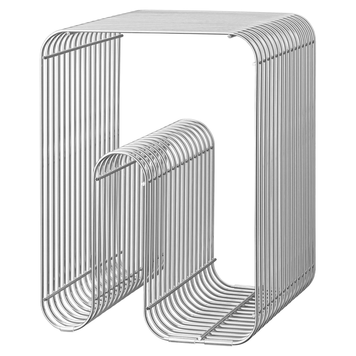 CURVA Stool, Silver, Amber Bouclé Cushion L32,4 x W32,4 x H43cm