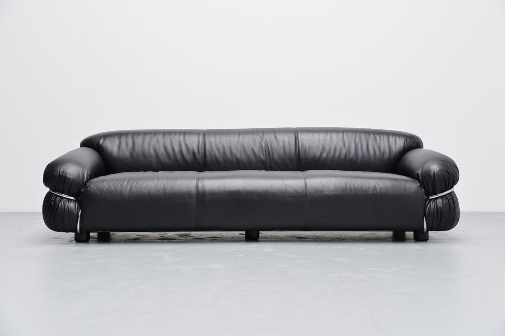 Grand Sesann Sofa L 265cm, Cat.V Guarana 9000, Polished Chrome Structure, Grey Feet