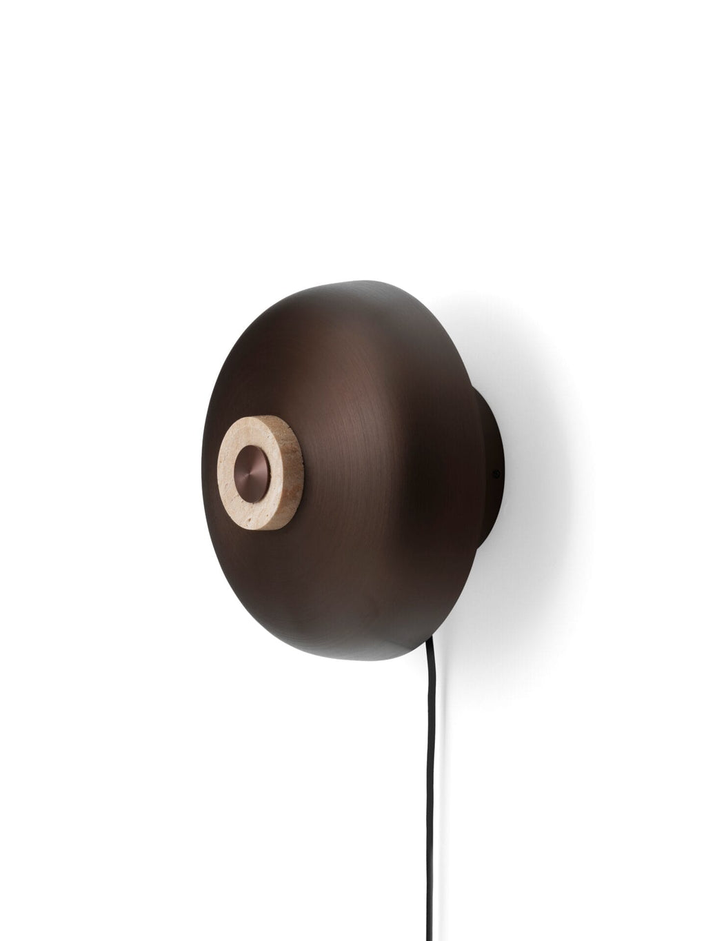 Reverse Wall Lamp, Travertine, Sand/Aluminium, Bronzed - Hardwired, Ø24,3 cm