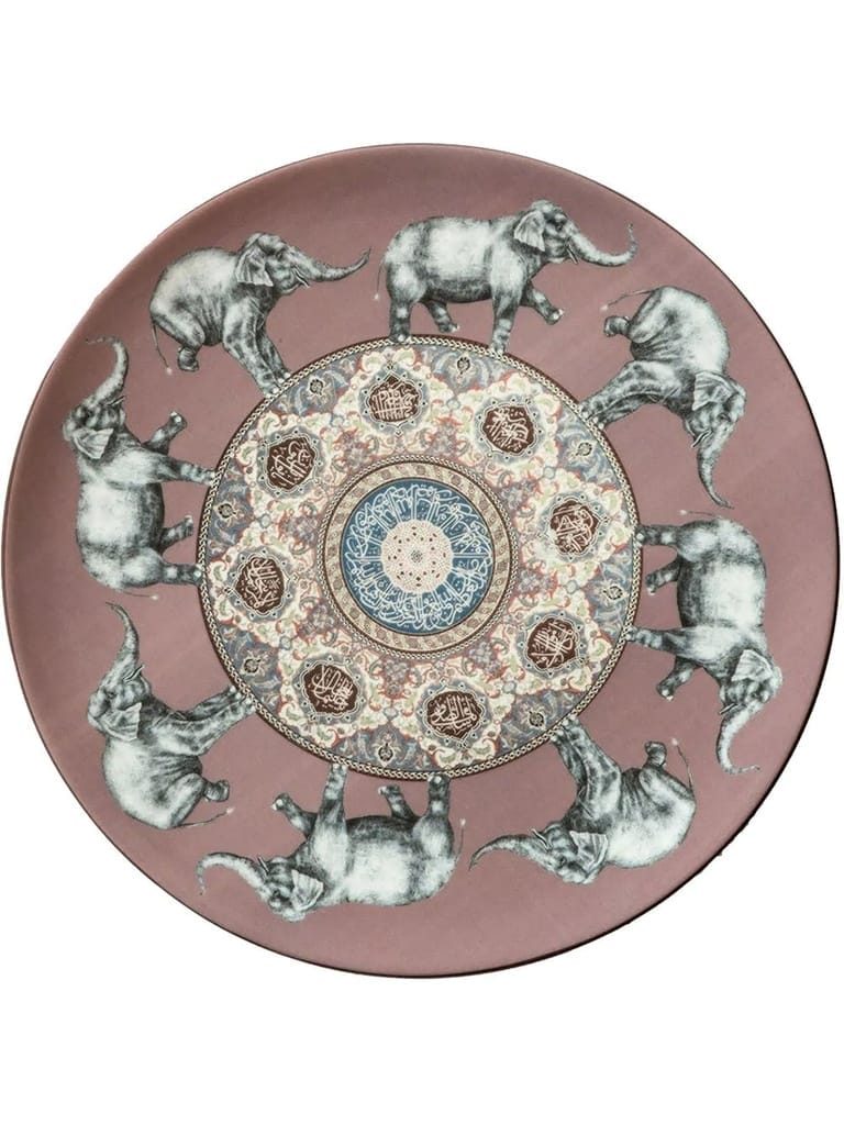 Costantinopoli Line, Decorative Porcelain Plate, Elephants, ø28 cm