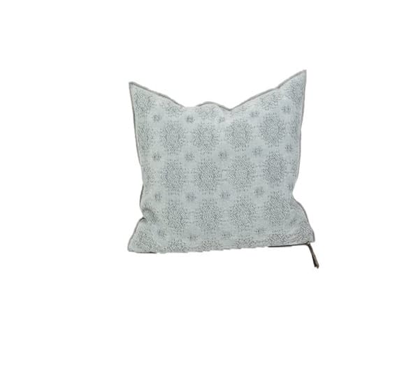Jacquard Stone Washed Cushion, Kilim Aqua, 50 x 50 cm