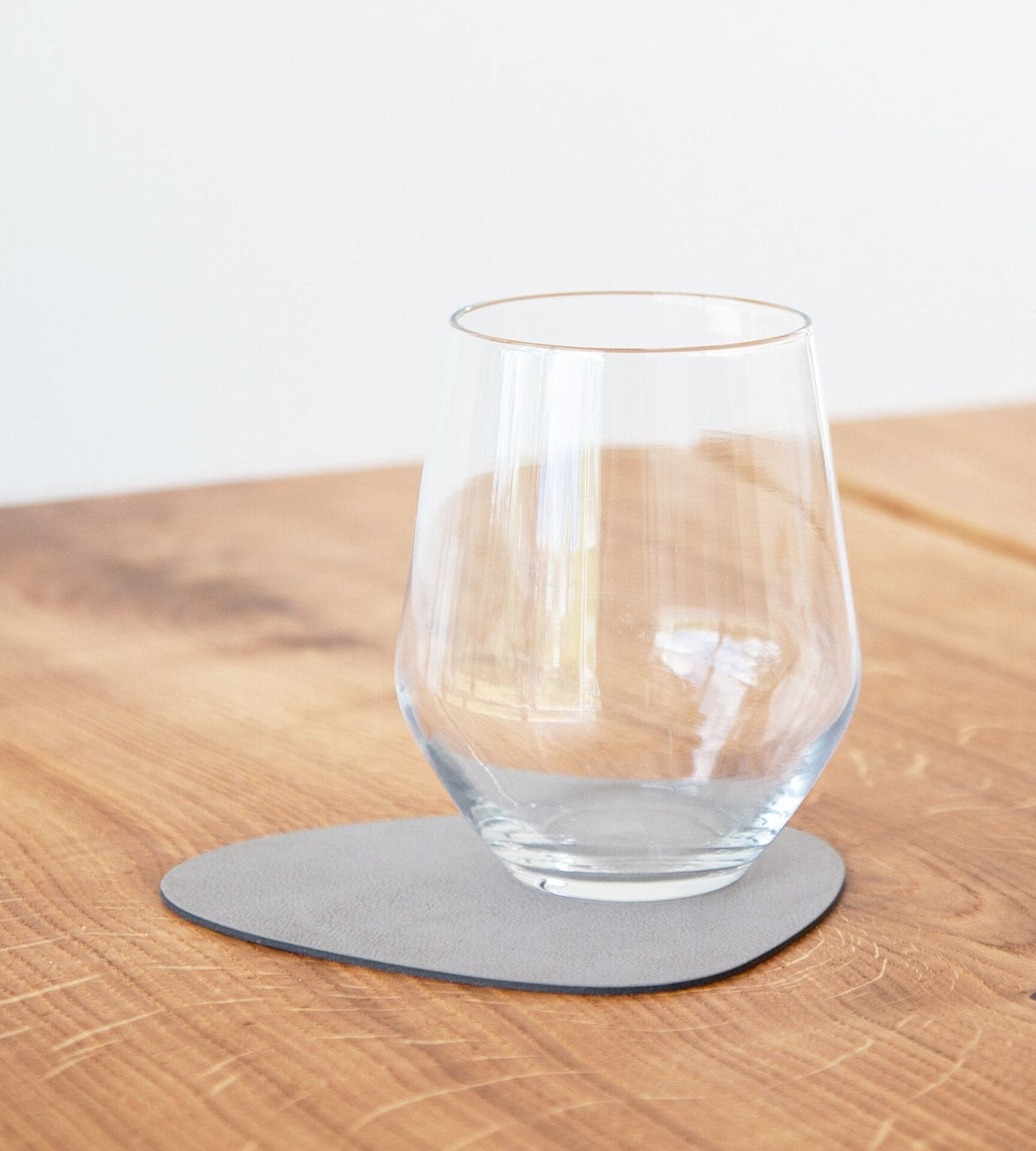 Glass Mat Curve, Leather Nupo, Light Grey, 11 x 13 cm