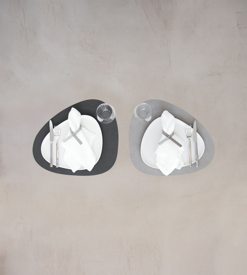 Dinner Mat Curve L, Leather Double Nupo, Ant./Light Grey, 37 x 44 cm