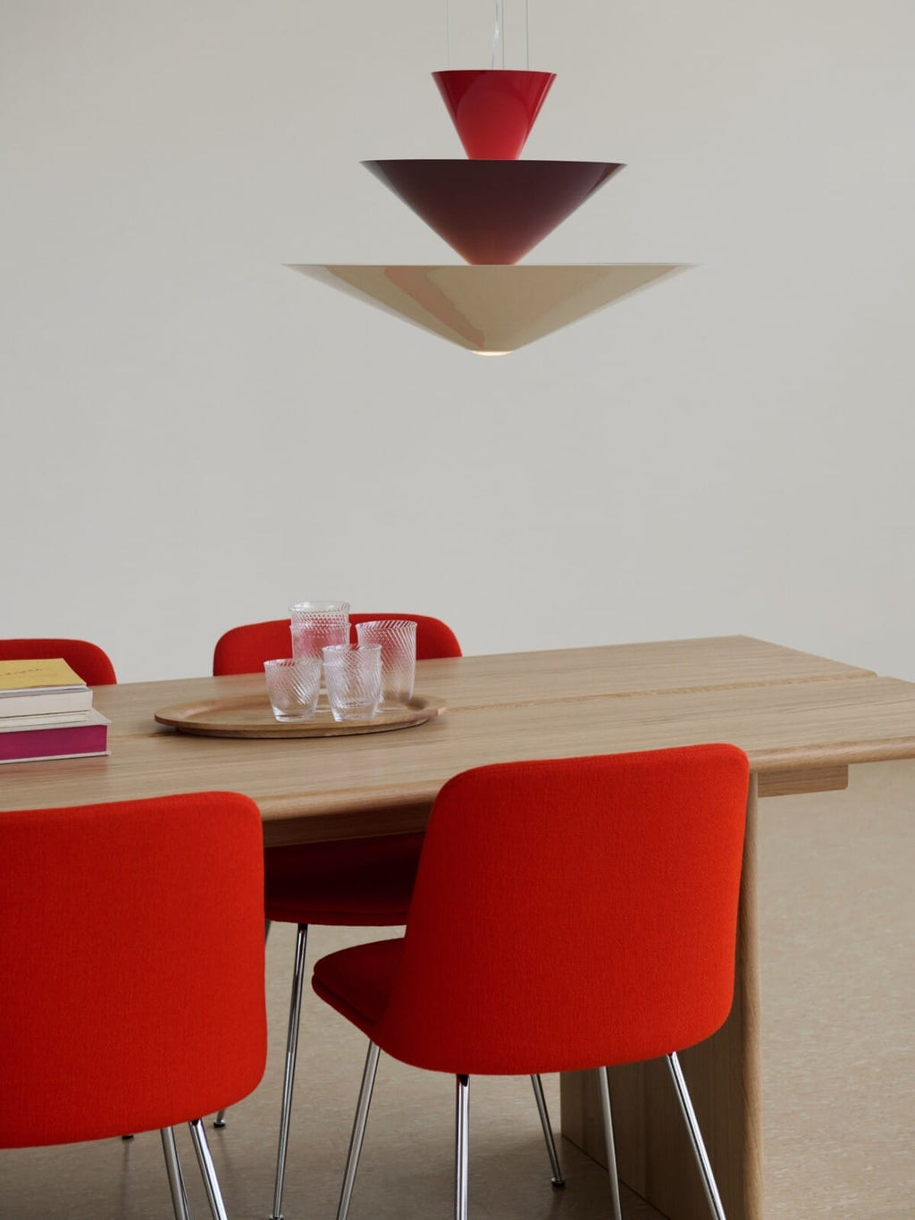Gio LN14 Pendant, Vermilion Red, Dark Burgundy & Ecru White, H39 x Ø60 cm