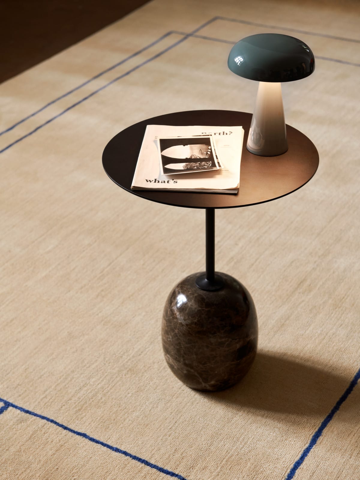 Lato Table LN8, Top Warm Black ,Base Emparador Marble, Round