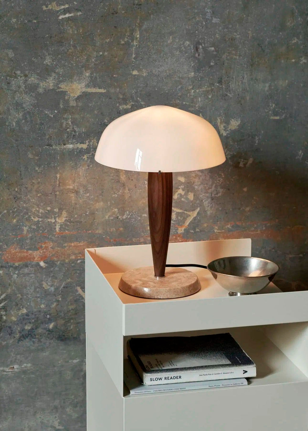 Herman SHY3, Shade, Opal Glass, Base Oiled Walnut, Base Cream Marble