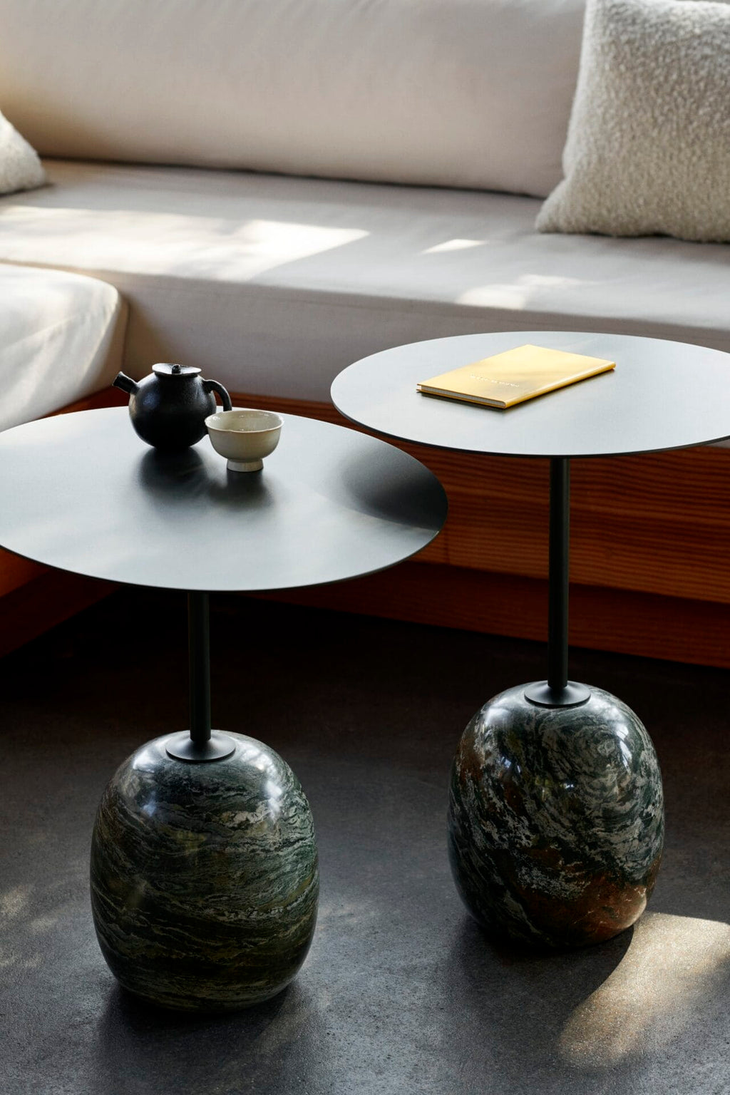 Lato Table LN9, Top Deep Green, Base Verde Alpi Marble, Oval