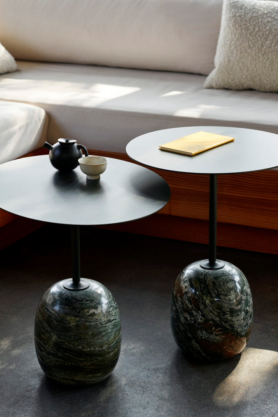 Lato Table LN9, Top Deep Green, Base Verde Alpi Marble, Oval
