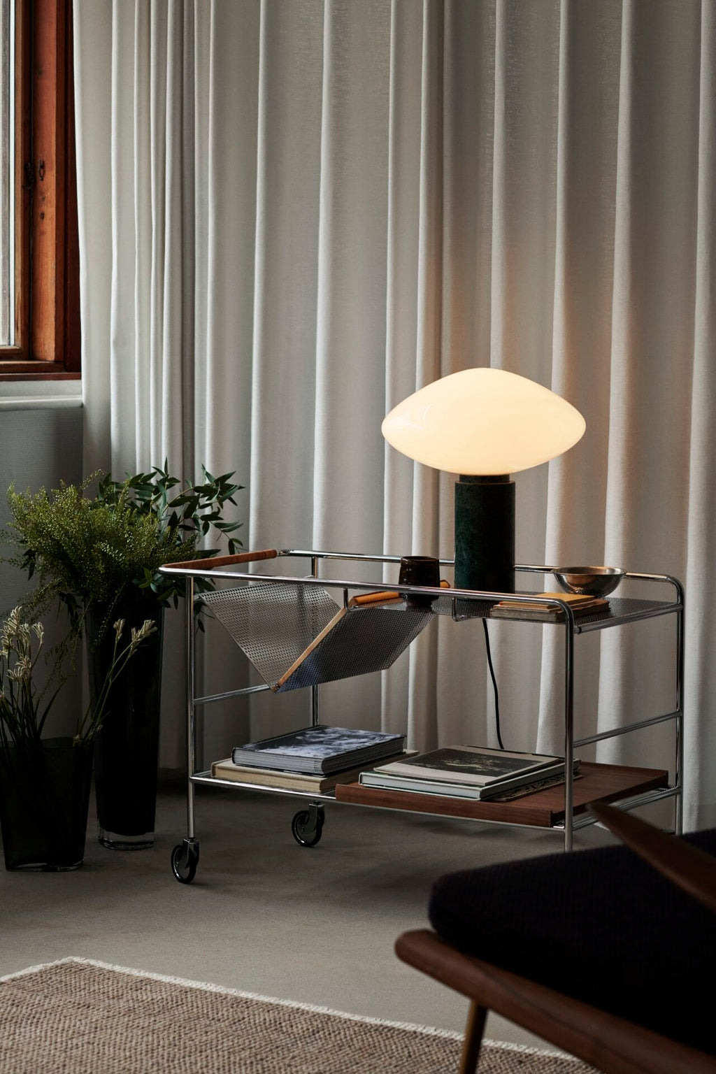 Alima Trolley NDS1, Chrome, Walnut Tray