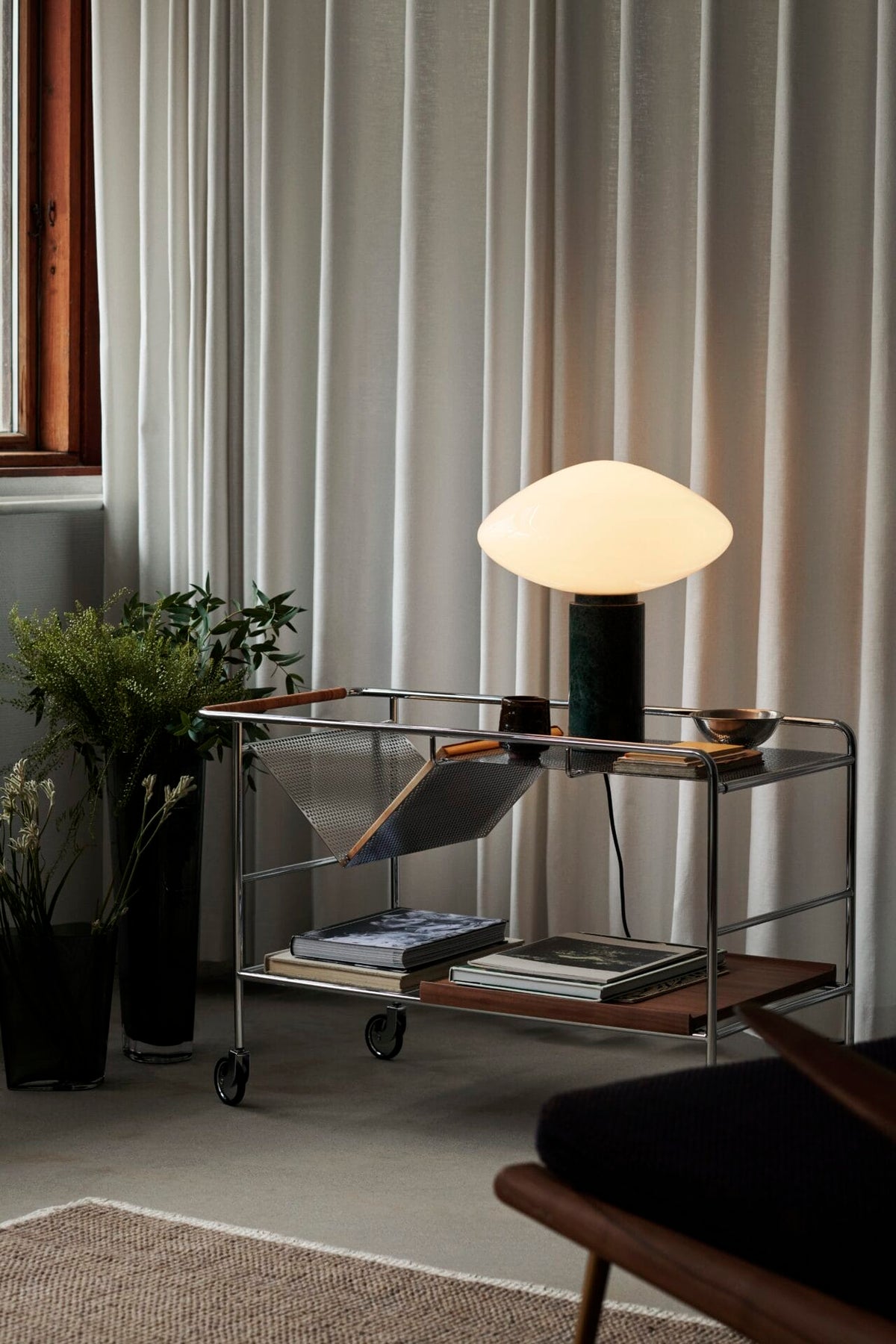 Alima Trolley NDS1, Chrome, Walnut Tray