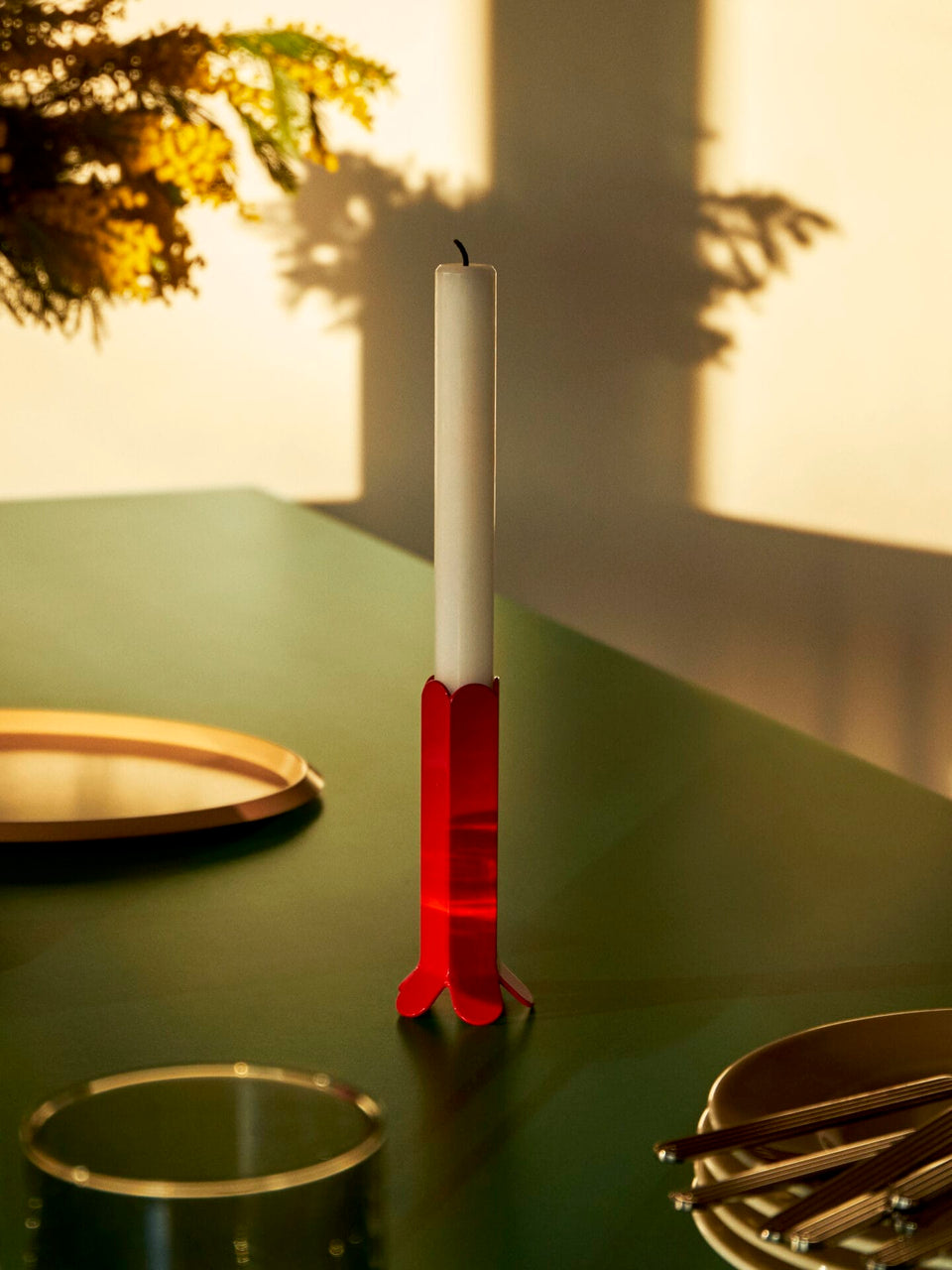 Arcs Candleholder-Large-Red