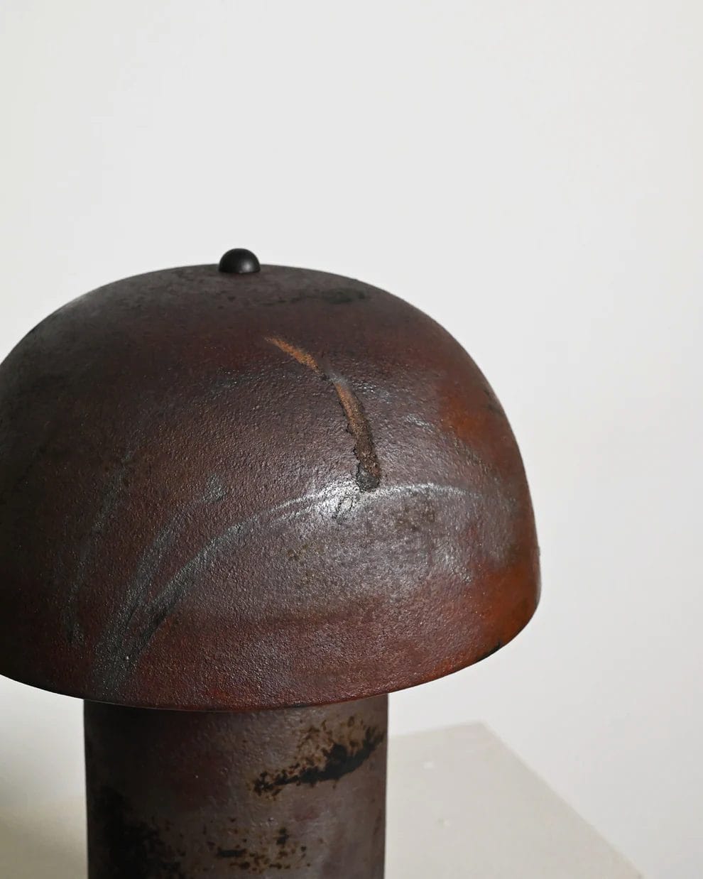 Tera Lamp Glazed, Black Velvet Raku, Medium H35.6 x D27.9 cm