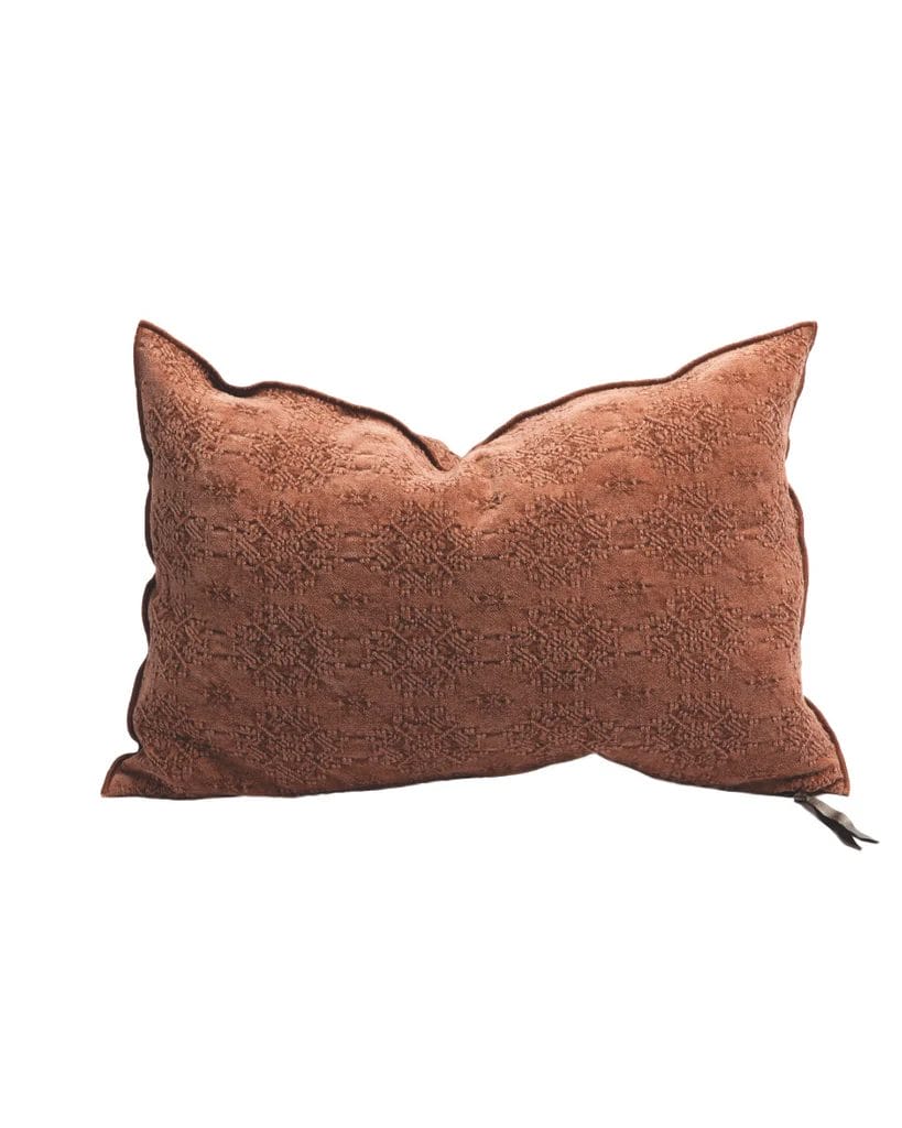 Jacquard Stone Washed Cushion, Kilim Argile, 40 x 60 cm
