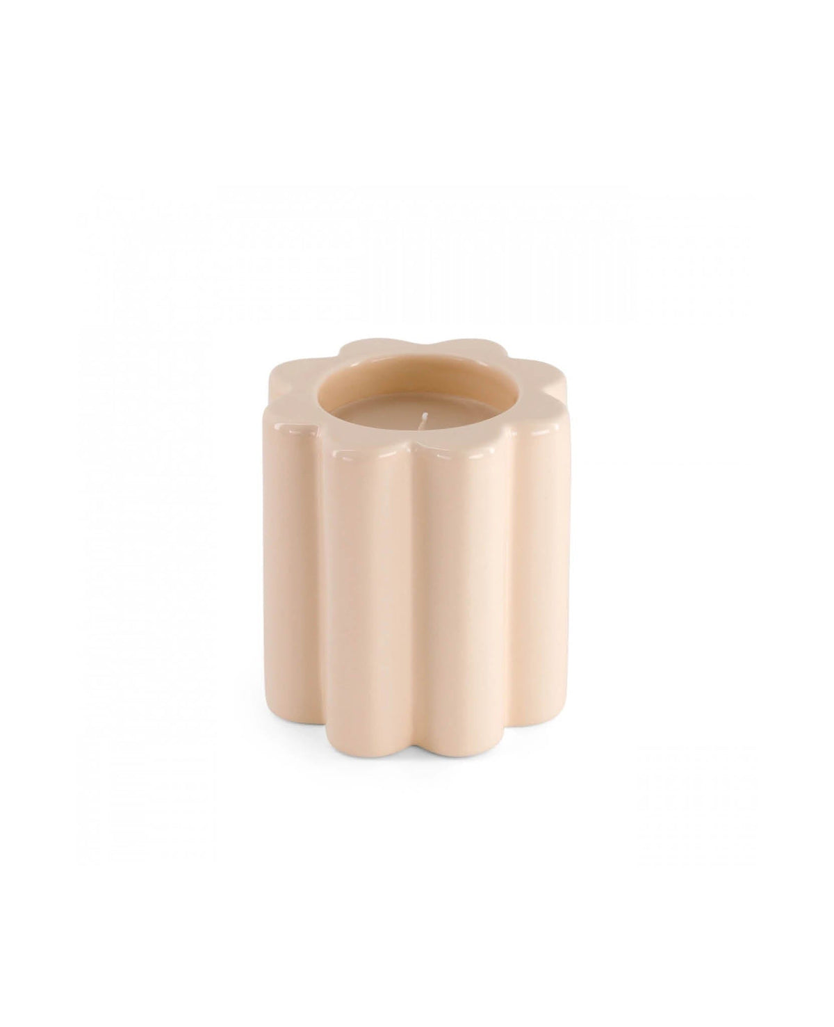 Candela Wood fire scented candle, vegetable wax, creamy white, ceramic H10 x Ø11cm
