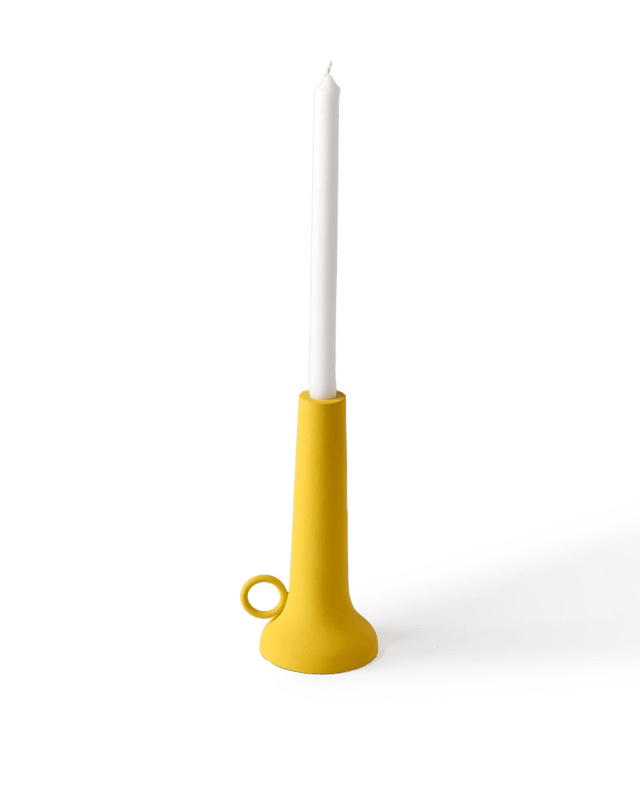 Spartan Candle Holder S, Yellow, H22 cm