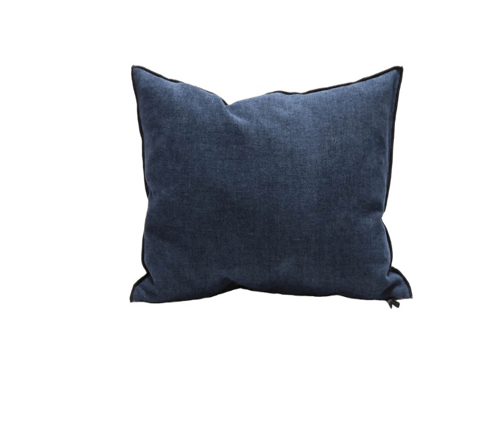 Chenille Soft Washed Cushion, Indigo, 50x50 cm