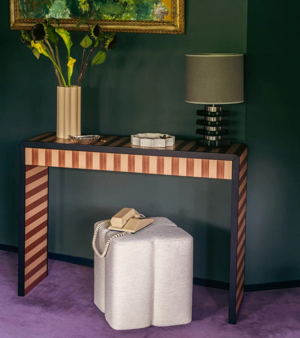 Console Paolo, Striped mahogany and beech console