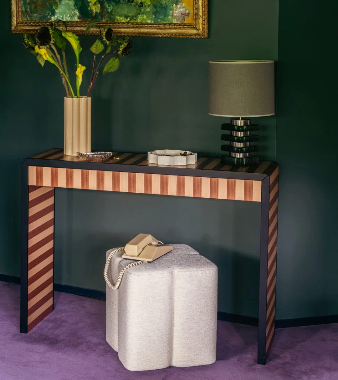 Console Paolo, Striped mahogany and beech console