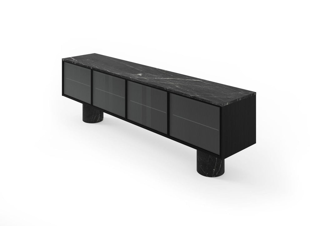 Rio 400, Top Matt Marquina Marble Top & Legs, Black Stained Walnut