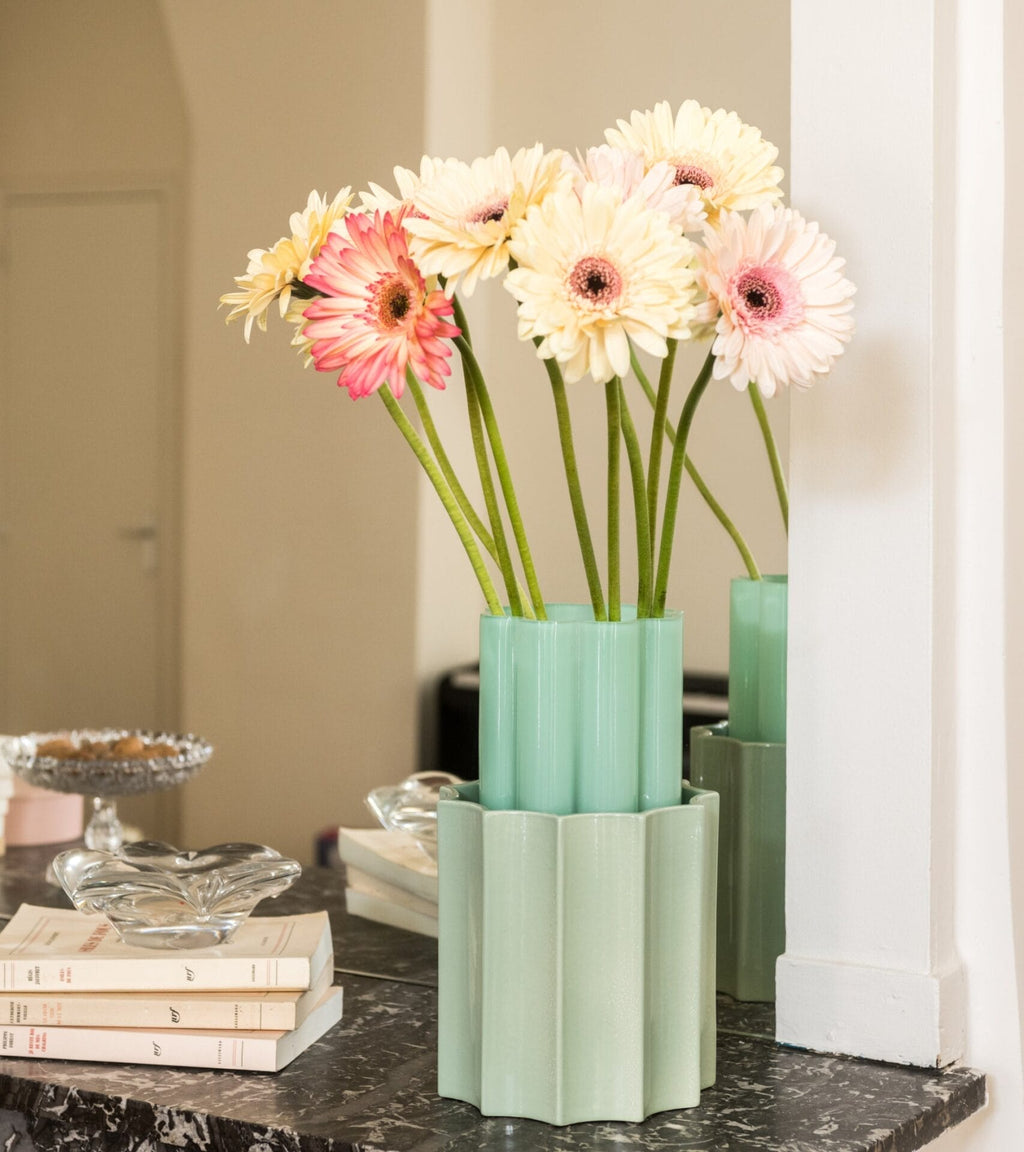 Duetto Solo Almond green ceramic vase H27 x Ø12,5cm
