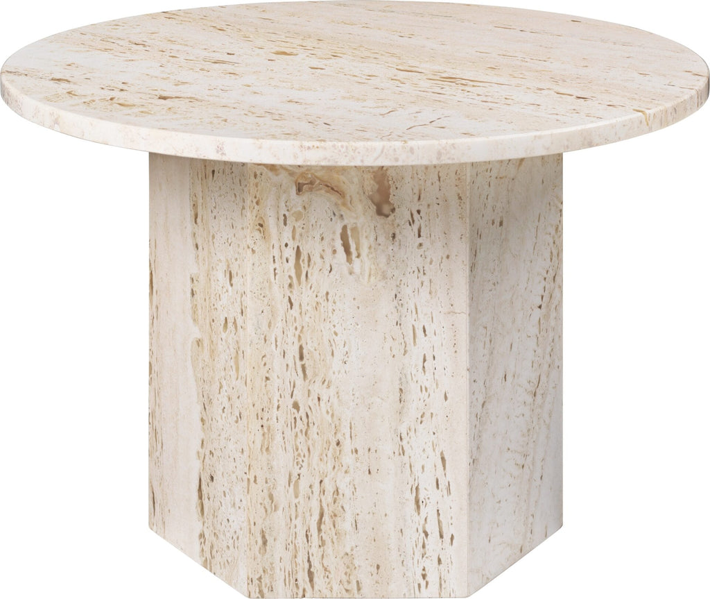 Epic Coffee Table - Neutral White Travertine, Round 60cm